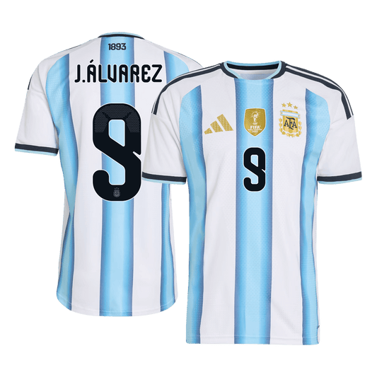 J.ÁLVAREZ #9 Argentinië Thuisshirt WK 2026 Blauw&Wit Speler
