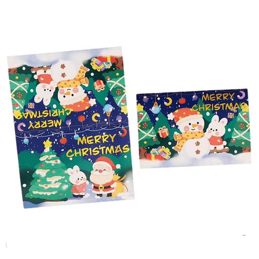 Gepersonaliseerde Kerstkaart – Sneeuwman met cadeautjes – Gepersonaliseerde boodschap