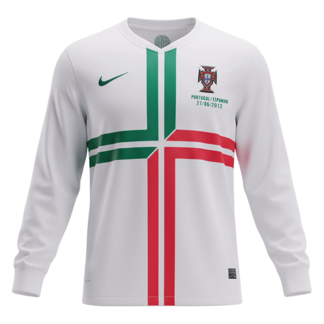 Retro Portugal Uit Thuisshirt Lange Mouwen 2012 Wit