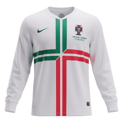 Retro Portugal Uit Thuisshirt Lange Mouwen 2012 Wit