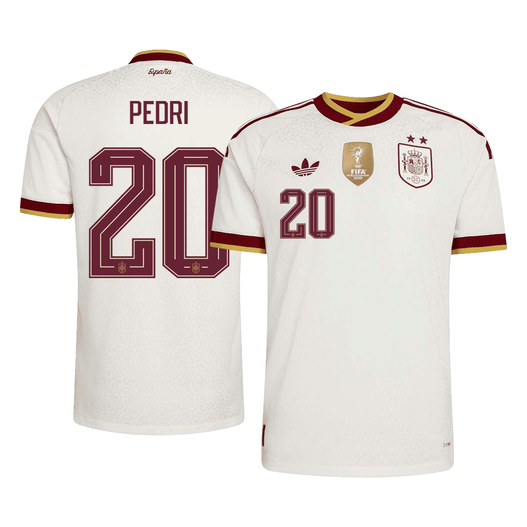 PEDRI #20 Espagne Extérieur Maillot - Coupe du Monde 2026 Blanc Joueur