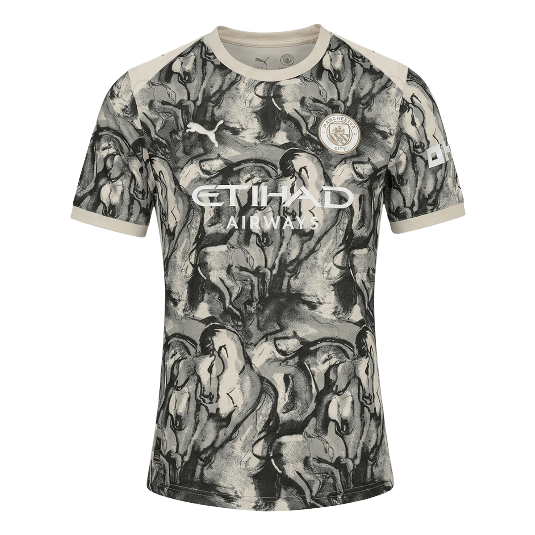 Manchester City Thuisshirt 2025/26 Zwart & Wit Grote Maten