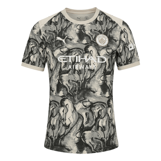 Manchester City Thuisshirt 2025/26 Zwart & Wit Grote Maten