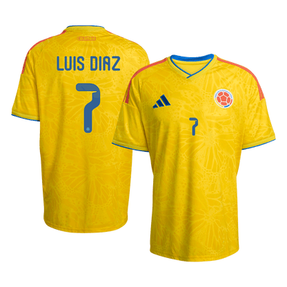 LUIS DÍAZ #7 Colombia Thuisshirt Wereldkampioenschap 2026 Geel