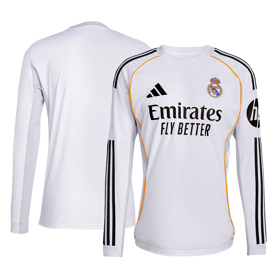 Real Madrid Thuis Thuisshirt Lange Mouwen 2025/26 Grote Maten
