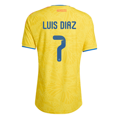 LUIS DÍAZ #7 Colombia Thuisshirt WK 2026 Geel Speler