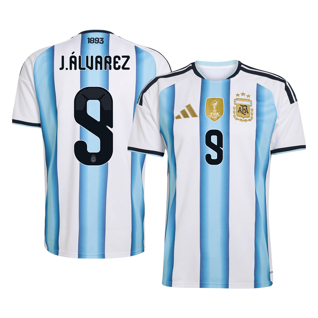 J.ÁLVAREZ #9 Argentinië Thuisshirt Wereldbeker 2026 Blauw&Wit