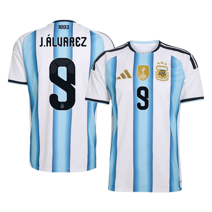 J.ÁLVAREZ #9 Argentinië Thuisshirt Wereldbeker 2026 Blauw&Wit