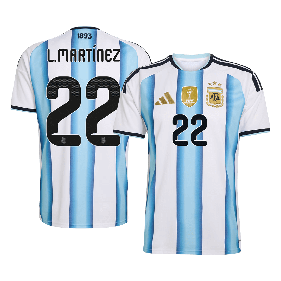 L.MARTÍNEZ #22 Argentinië Thuisshirt Wereldbeker 2026 Blauw&Wit