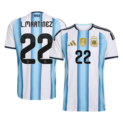 L.MARTÍNEZ #22 Argentinië Thuisshirt Wereldbeker 2026 Blauw&Wit