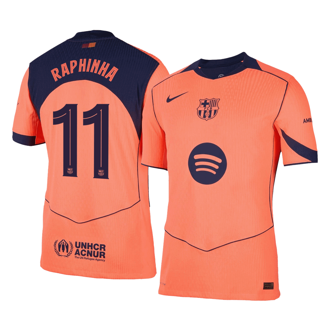 RAPHINHA #11 Barcelona Derde Thuisshirt 2025/26 Oranje Authentiek - UCL
