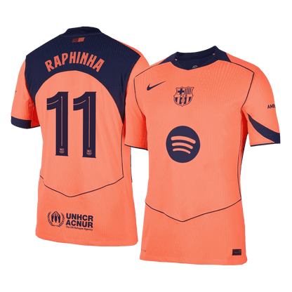RAPHINHA #11 Barcelona Derde Thuisshirt 2025/26 Oranje Authentiek - UCL