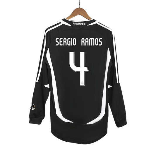 SERGIO RAMOS #4 Retro Real Madrid Uit Thuisshirt Lange Mouwen 2006/07