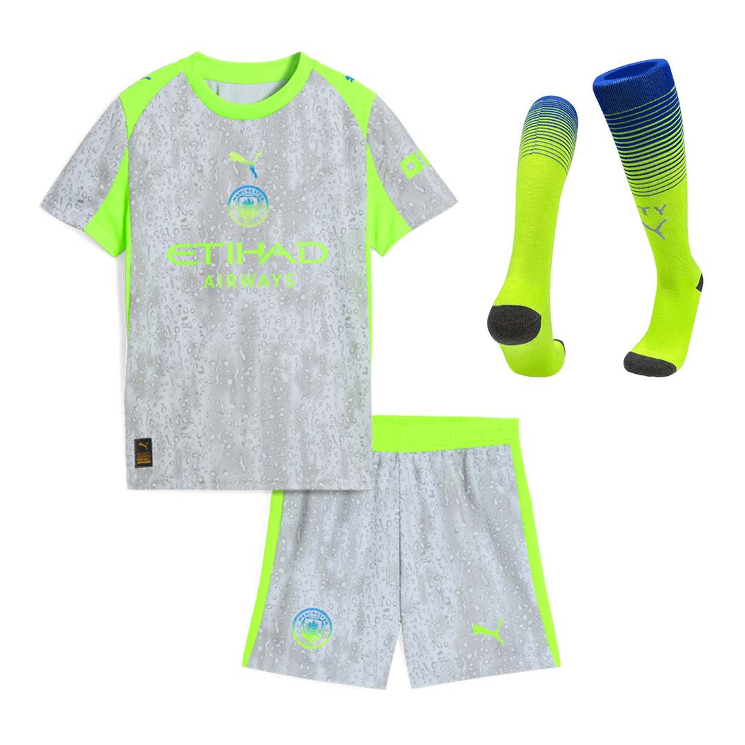 Manchester City Derde Thuisshirt Kit 2025/26 Kinderen Grijs