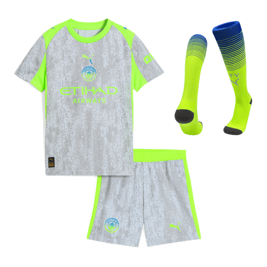 Manchester City Derde Thuisshirt Kit 2025/26 Kinderen Grijs