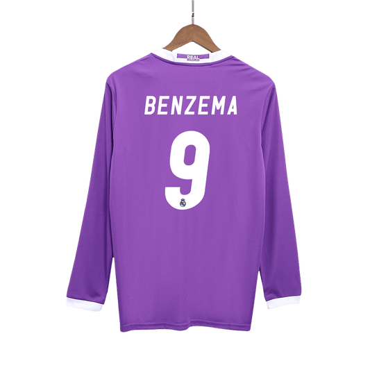 BENZEMA #9 Retro Real Madrid Uit Thuisshirt Lange Mouwen 2016/17