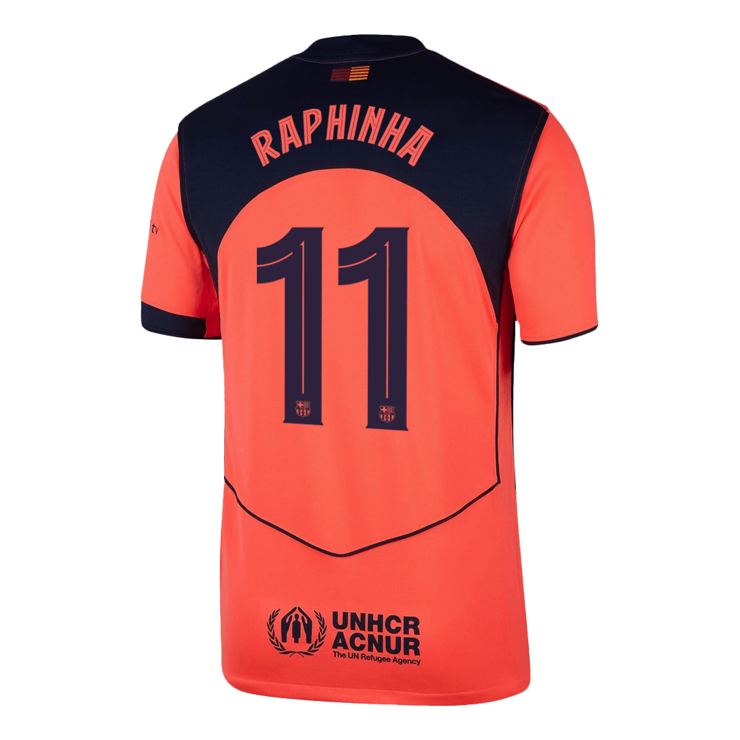 RAPHINHA #11 Barcelona Derde Thuisshirt 2025/26 Oranje - UCL