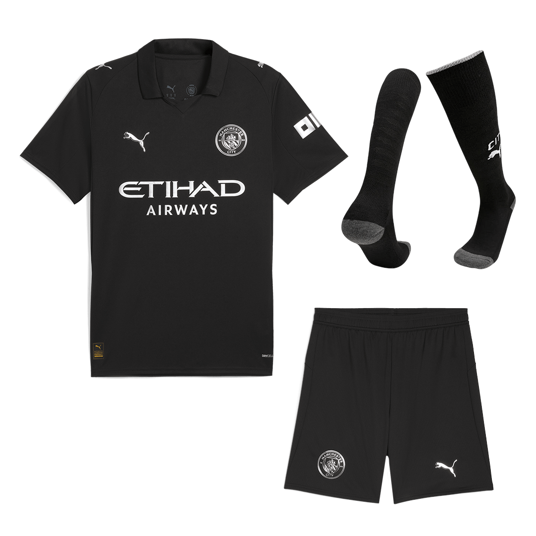 Manchester City Uitshirt Set 2025/26 Zwart