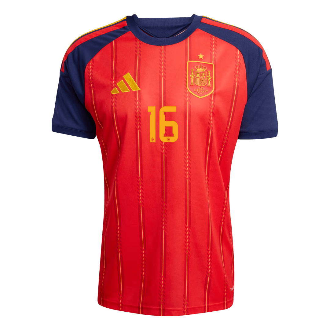 RODRIGO #16 Espagne Domicile Maillot - Coupe du Monde 2026 Rouge - Super