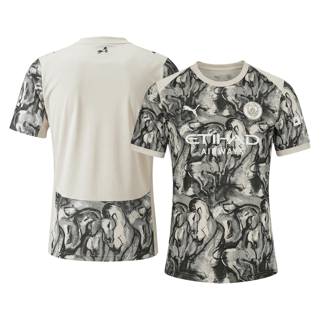 Manchester City Thuisshirt 2025/26 Zwart & Wit Grote Maten