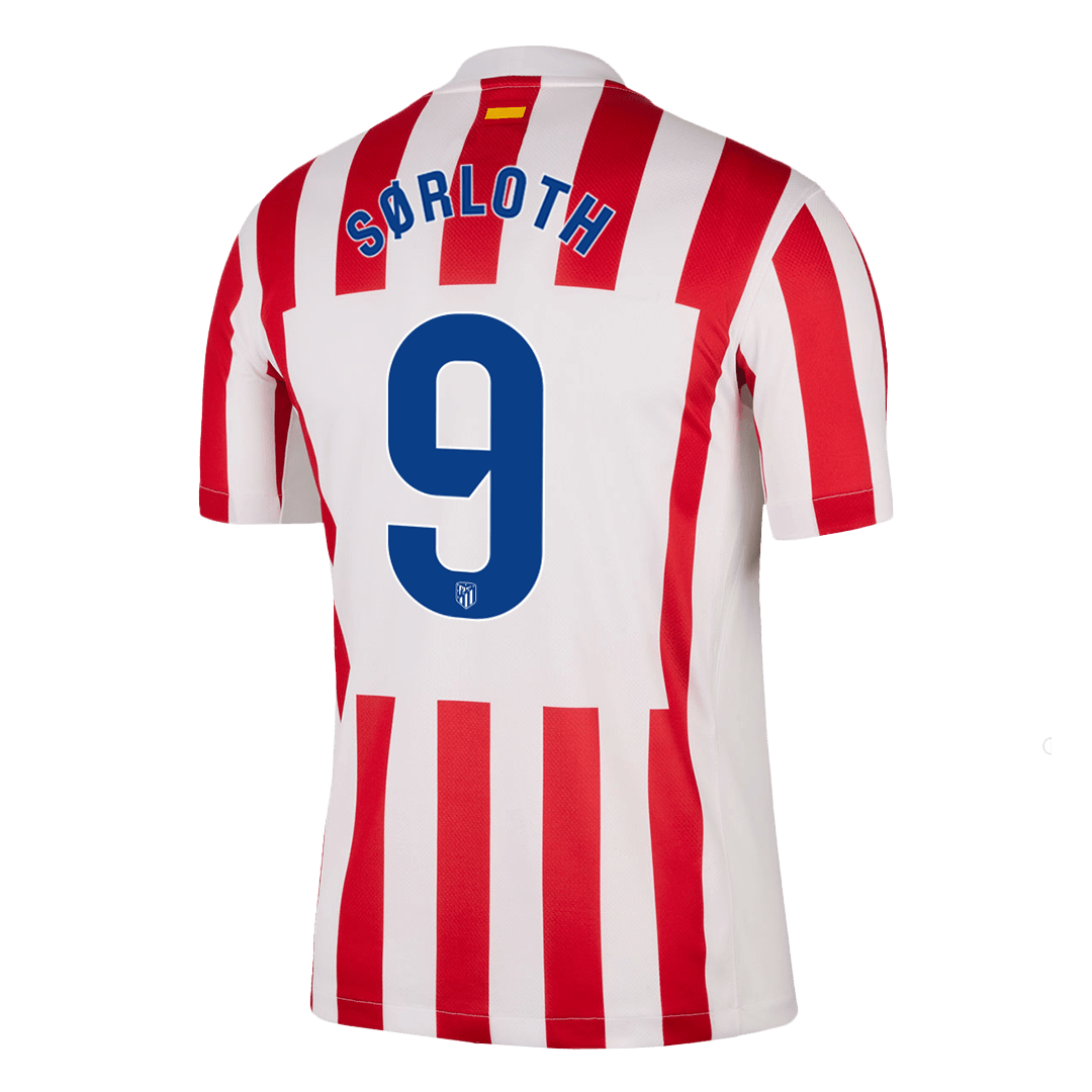 SØRLOTH #9 Atlético Thuisshirt 2025/26 Rood & Wit