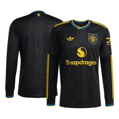 Manchester United Third Maillot Manches Longues 2025/26 Noir Grande Taille
