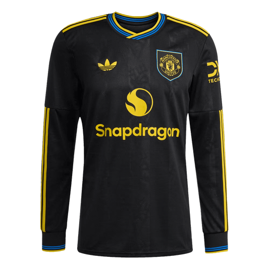 Manchester United Derde Shirt Lange Mouwen 2025/26 Zwart Grote Maat