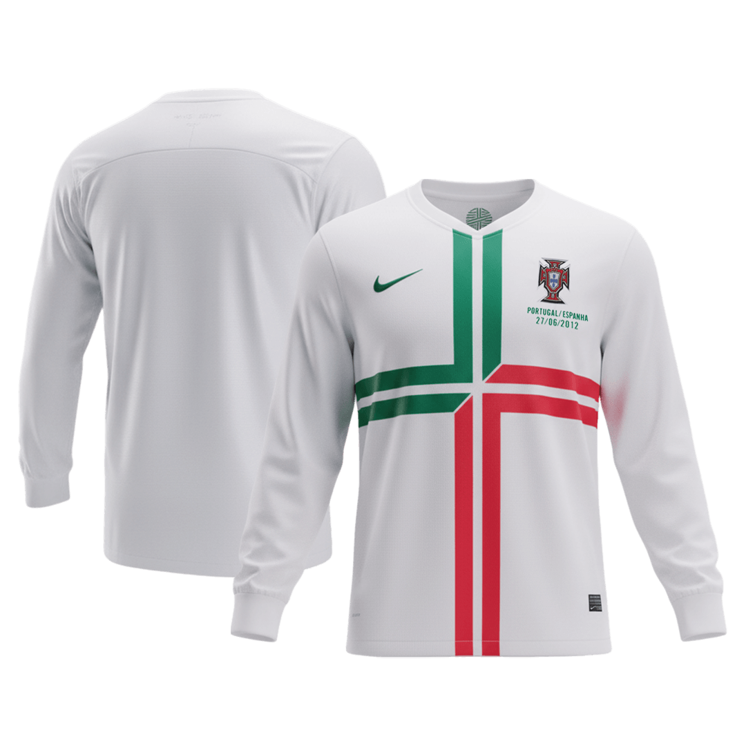Retro Portugal Uit Thuisshirt Lange Mouwen 2012 Wit
