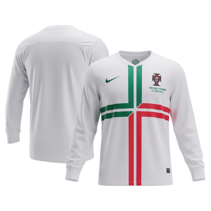 Retro Portugal Uit Thuisshirt Lange Mouwen 2012 Wit