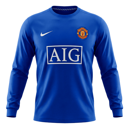 Retro Manchester United Derde Shirt Lange Mouwen 2008/09 Blauw