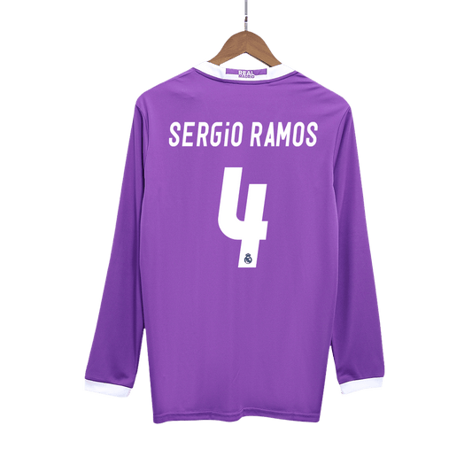 SERGIO RAMOS #4 Retro Real Madrid Uit Thuisshirt Lange Mouwen 2016/17