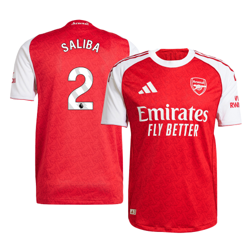 SALIBA #2 Arsenal Thuisshirt 2025/26 Rood Authentiek