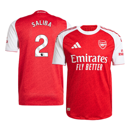 SALIBA #2 Arsenal Thuisshirt 2025/26 Rood Authentiek