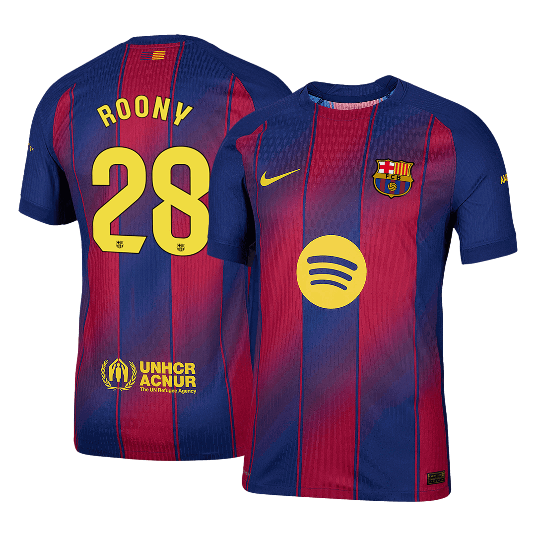 ROONY #28 Barcelona Thuisshirt 2025/26 Rood en Blauw Speler