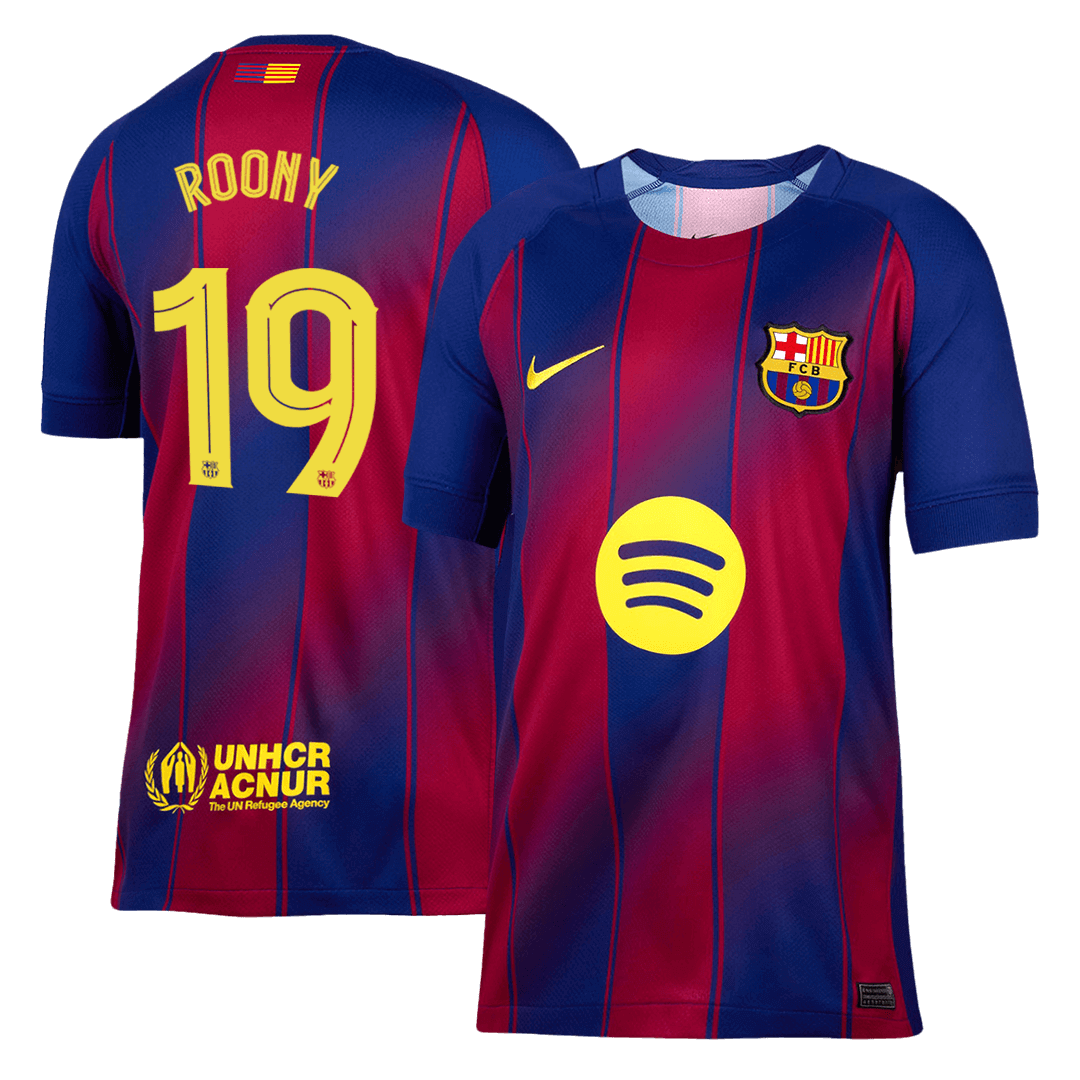 ROONY #19 Barcelona Thuisshirt 2025/26 Rood en Blauw - UCL Grote Maat