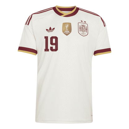 LAMINE YAMAL #19 Espagne Extérieur Maillot 2 Stars - Champion Edition - Coupe du Monde 2026 Blanc