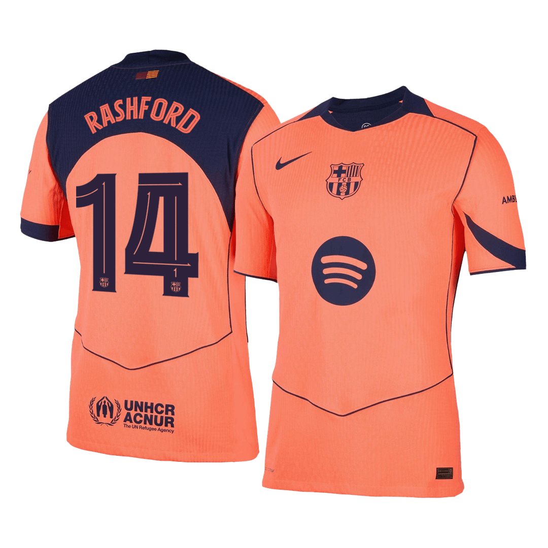 RASHFORD #14 Barcelona Derde Thuisshirt 2025/26 Oranje Authentiek - UCL