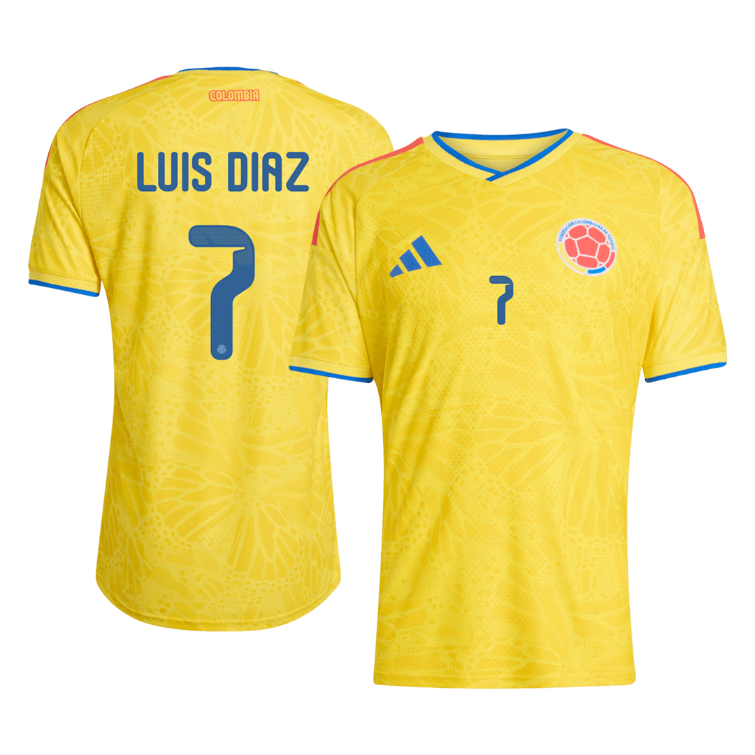 LUIS DÍAZ #7 Colombia Thuisshirt WK 2026 Geel Speler