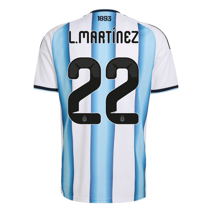 L.MARTÍNEZ #22 Argentinië Thuisshirt Wereldbeker 2026 Blauw&Wit