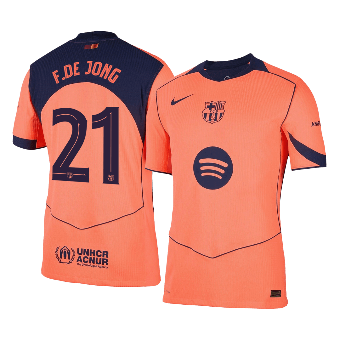 F.DE JONG #21 Barcelona Derde Thuisshirt 2025/26 Oranje Authentiek - UCL