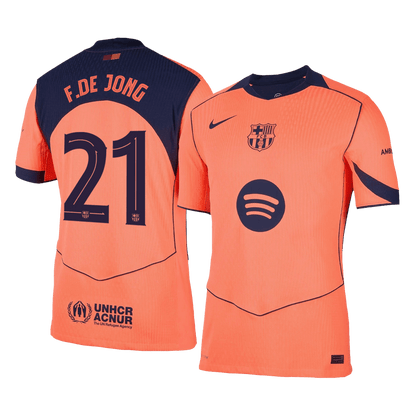 F.DE JONG #21 Barcelona Derde Thuisshirt 2025/26 Oranje Authentiek - UCL