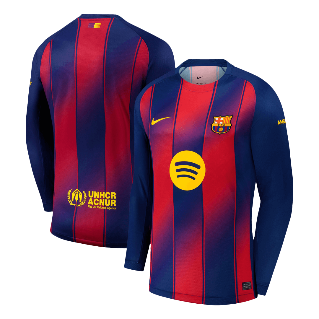 Barcelona Thuisshirt Lange Mouwen 2025/26 Rood en Blauw