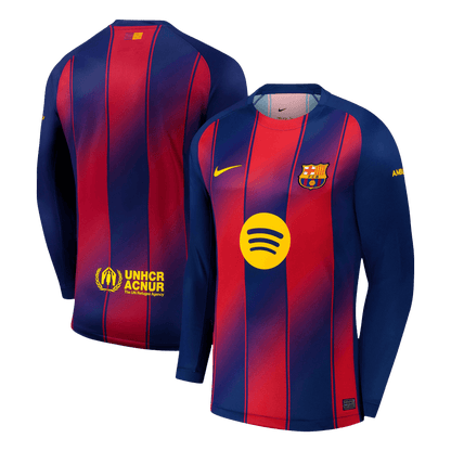 Barcelona Thuisshirt Lange Mouwen 2025/26 Rood en Blauw