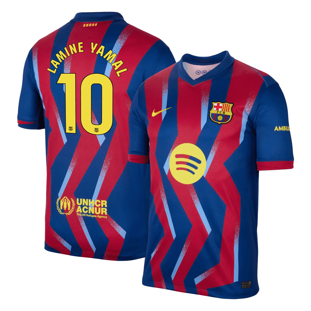 LAMINE YAMAL #10 Barcelona Vierde Thuisshirt 2025/26 Rood&Blauw