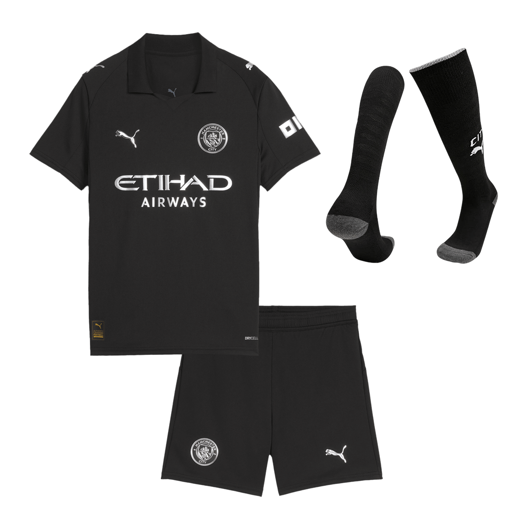 Manchester City Uit Tenue Set 2025/26 Kinderen Zwart