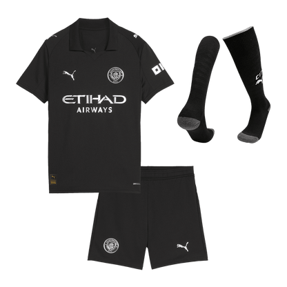 Manchester City Uit Tenue Set 2025/26 Kinderen Zwart