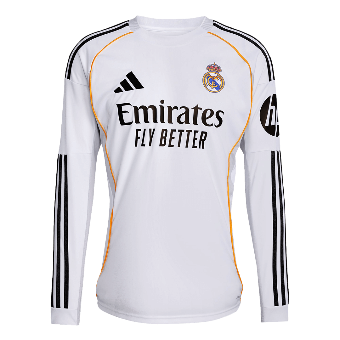 Real Madrid Thuis Thuisshirt Lange Mouwen 2025/26 Grote Maten