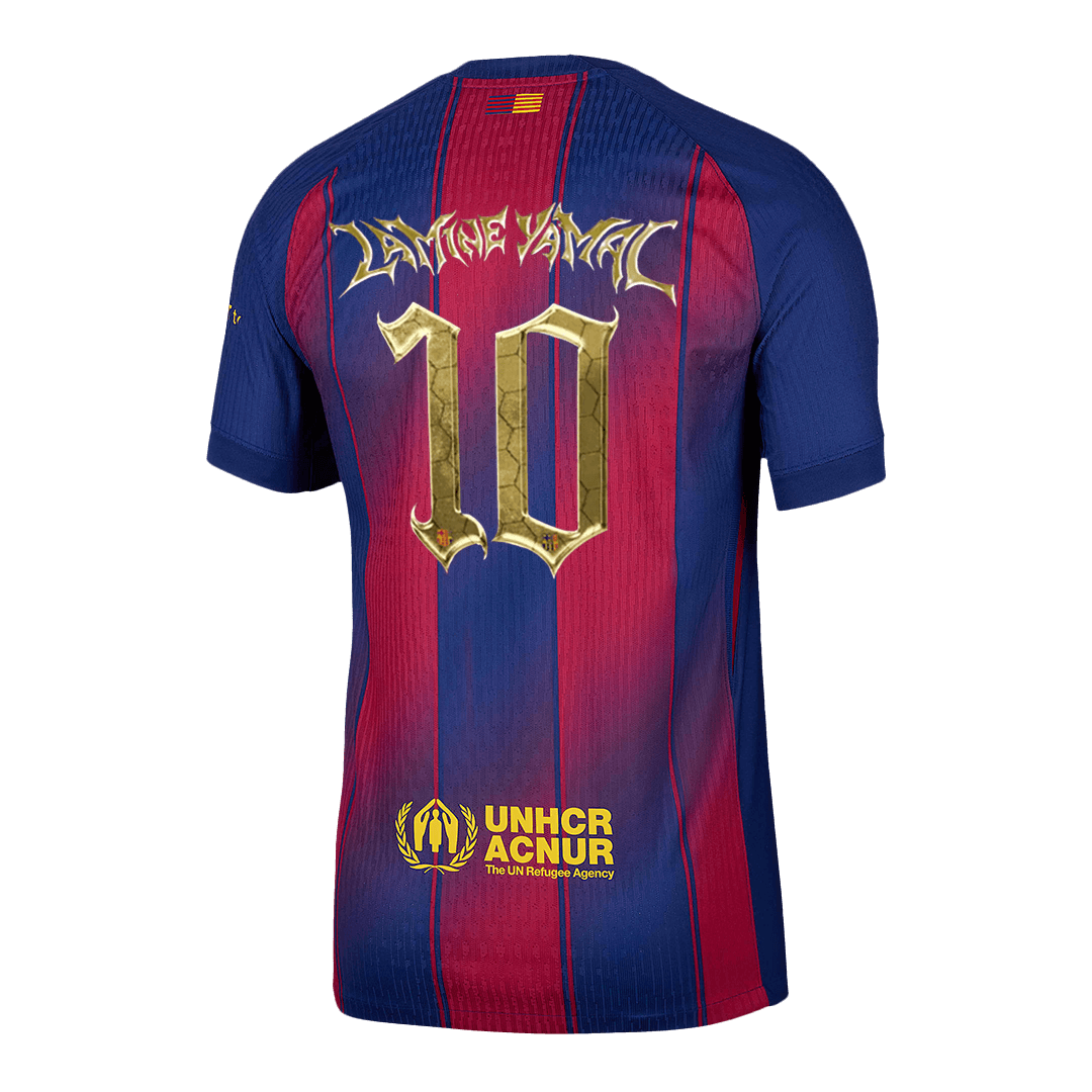 LAMINE YAMAL #10 Barcelona Thuisshirt 2025/26 Rood en Blauw Authentiek