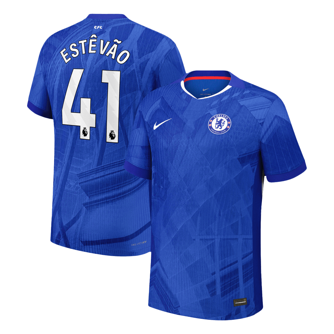 ESTÊVÃO #41 Chelsea Thuisshirt 2025/26 Blauw Authentiek