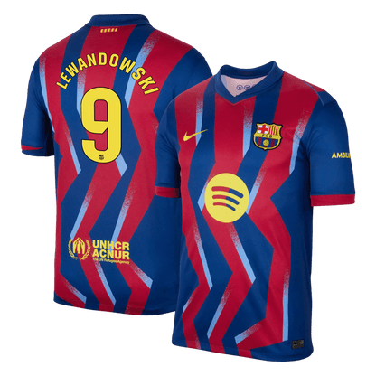 LEWANDOWSKI #9 Barcelona Vierde Shirt 2025/26 Rood&Blauw